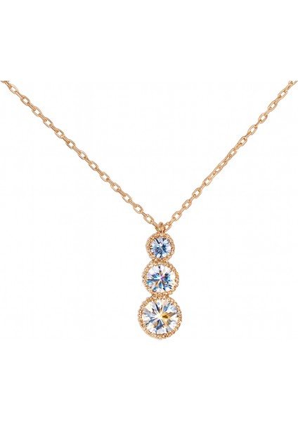 Elmas Görünümlü 3 Lü Damla Tasarım Rose Renk 925 Ayar Gümüş Bayan Kolye