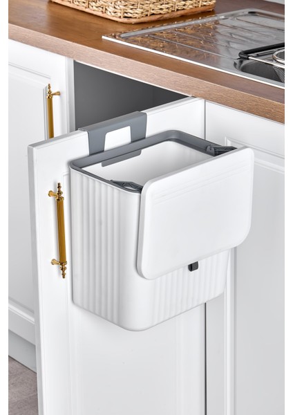 15 Lt Mutfak Tezgah Üstü ve Dolap Askılı Çöp Kovası Beyaz fiyatları