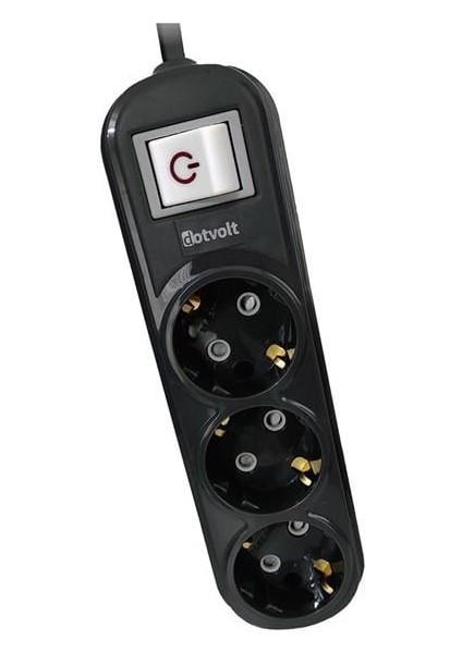 3-Lü Surge Hunter 350 Joules Akım Koruma Prizi 1.5metre Siyah