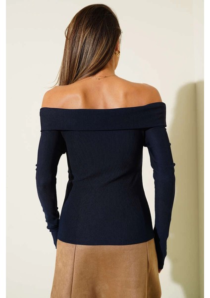 Nrtmsa Madonna Çapraz Yaka Bluz Lacivert T4331 (Beden: Xl) fırsatları