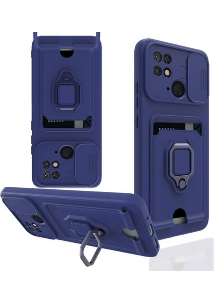 Xiaomi Redmi 10C Kılıf Zuma Kartvizitli Yüzüklü Silikon - Lacivert