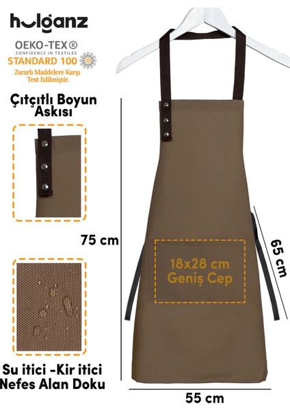 Mutfak Önlüğü Leke Tutmaz Su Itici Kumaş Çıtçıtlı Boyun Askılı Cepli Önlük fiyatları