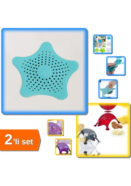 Yıldız Süzgeç - Lavabo Süzgeci - Küvet Süzgeci + Kirpi Rende - 2li Mutfak Aksesuarları Seti A0B4K5