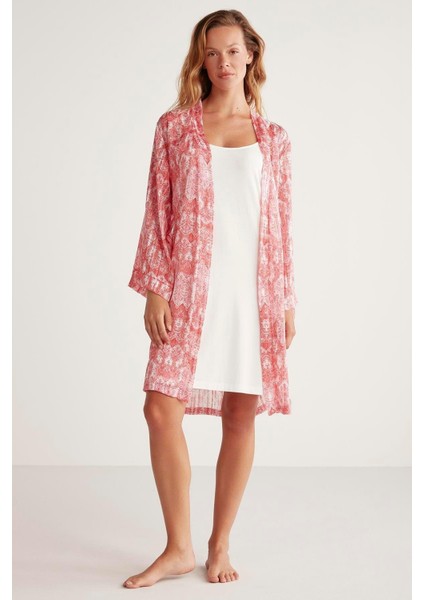 Penye Mood Desenli Sabahlık Takım