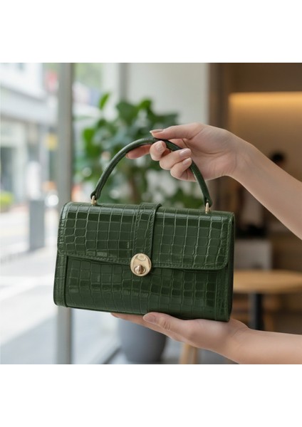 Kroko Desenli Haki Yeşil El Çantası fiyatları
