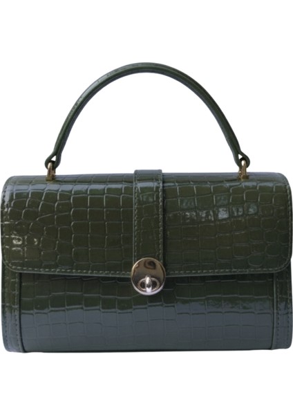 Kroko Desenli Haki Yeşil El Çantası modelleri