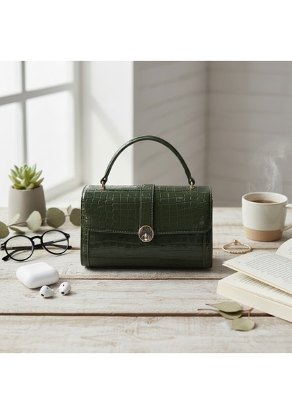 Kroko Desenli Haki Yeşil El Çantası indirimleri
