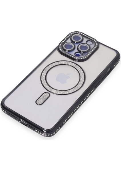 Iphone 15 Pro Max Kılıf Joke Simli Magneticsafe Kılıf - Siyah modelleri