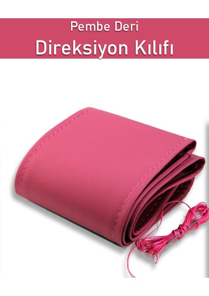 Renault Megane Pembe Özel Süper Deri Dikişli Direksiyon Kılıfı