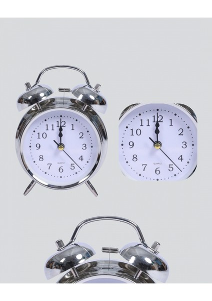 Yuvarlak Gümüş Dekoratif Işıklı Masa Üstü Saat Alarmlı Sessiz Çalışma fiyatları