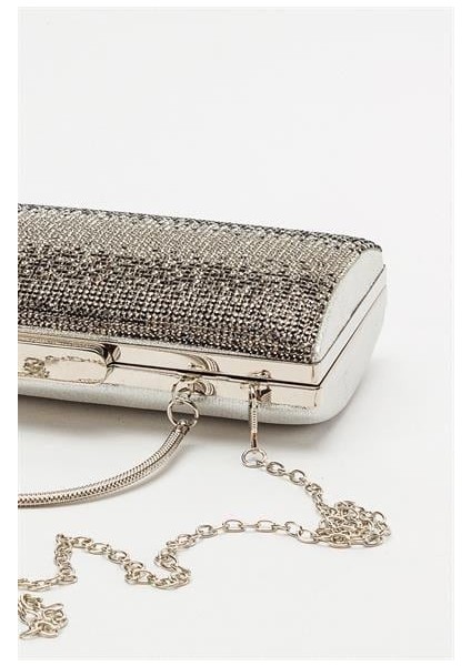 Kadın Bnje Gümüş Taşlı Şık Portföy Çanta