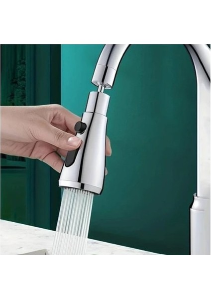 360 Derece Dönebilen- 3 Mod Krom Yağmur Püskürtme Borulu Kubar Musluk Ucu (5358) fiyatları