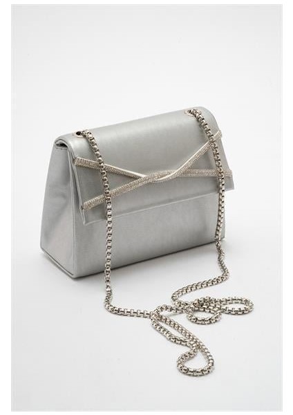 Kadın Blb Gümüş Cilt Taşlı Abiye Çanta