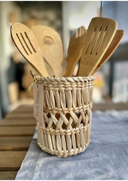 Sseral Koop Tezgah Üstü Hasır Kaşıklık Saksı Düzenleyici Organizer Hasır Kaşıklık Bambu Kaşıklık Tahta Kaşıklık fiyatları