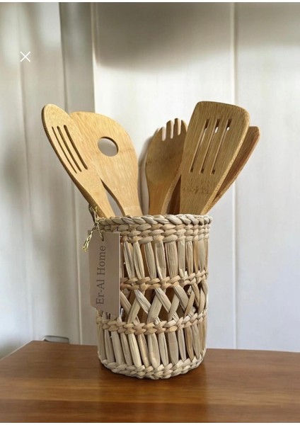 Sseral Koop Tezgah Üstü Hasır Kaşıklık Saksı Düzenleyici Organizer Hasır Kaşıklık Bambu Kaşıklık Tahta Kaşıklık modelleri