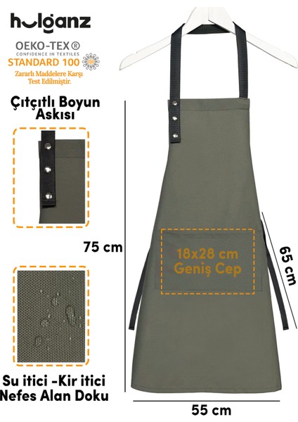 Mutfak Önlüğü Leke Tutmaz Su Itici Kumaş Çıtçıtlı Boyun Askılı Cepli Önlük fiyatları