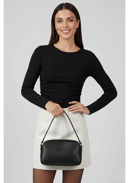 Nrtmsa Yanı Büzgülü Bluz Siyah T4322 (Beden: Xl)