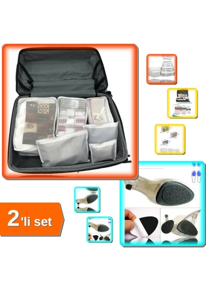 Anne Bebek Çanta Düzenleyici 6 Parça + Topuklu Ayakkabı Altına Kaydırmaz Tabanlık - 2li Set Y4N1H6