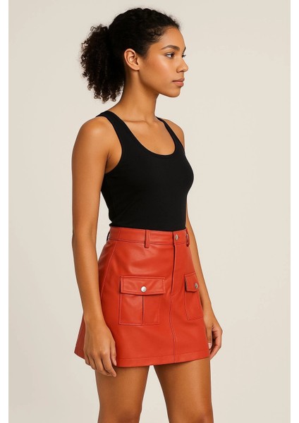 Nrtmsa Önden Iki Cepli Deri Etek Turuncu H240040 (Beden: M) modelleri