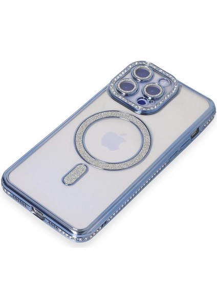 Iphone 15 Pro Max Kılıf Joke Simli Magneticsafe Kılıf - Mavi modelleri