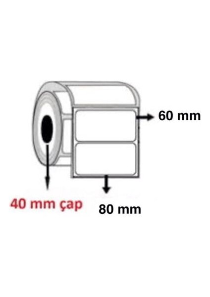 Boş Yapışkanlı Kuşe Barkod Etiketi 80MM x 60MM