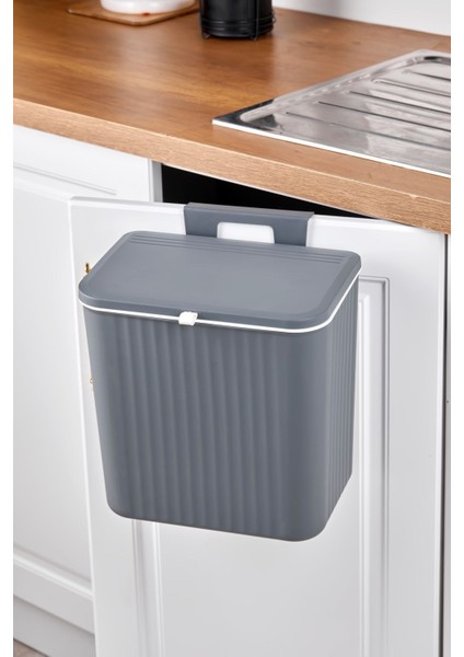 15 Lt Mutfak Tezgah Üstü ve Dolap Askılı Çöp Kovası Gri fiyatları