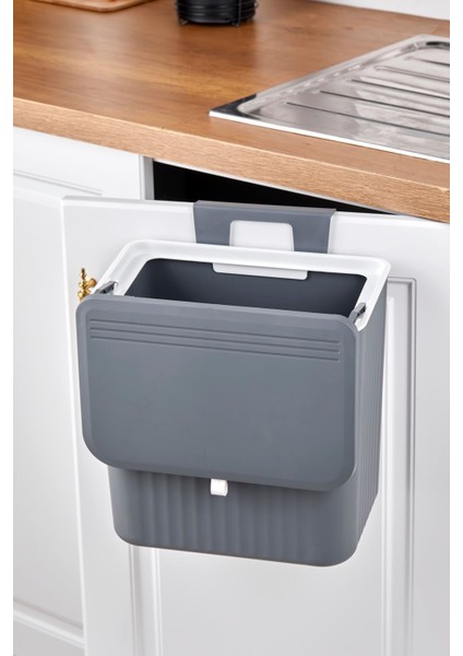 15 Lt Mutfak Tezgah Üstü ve Dolap Askılı Çöp Kovası Gri modelleri