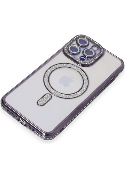 Iphone 15 Pro Kılıf Joke Simli Magneticsafe Kılıf - Derin Mor modelleri