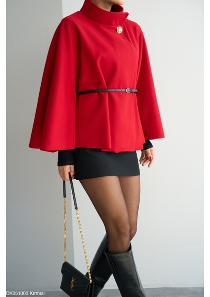 Kadın Şık Pelerin Kesim Kemerli Panço modelleri