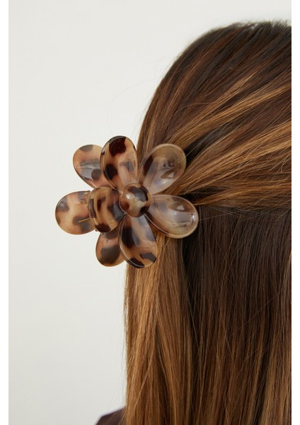 Leopar Desenli Çiçek Mandal Toka