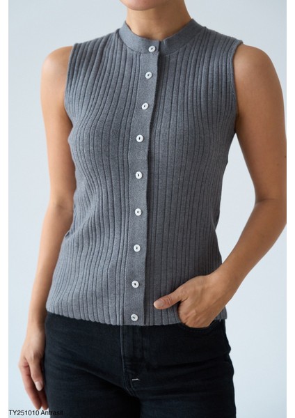 Kadın Bisiklet Yaka Fitilli Triko Yelek fiyatları