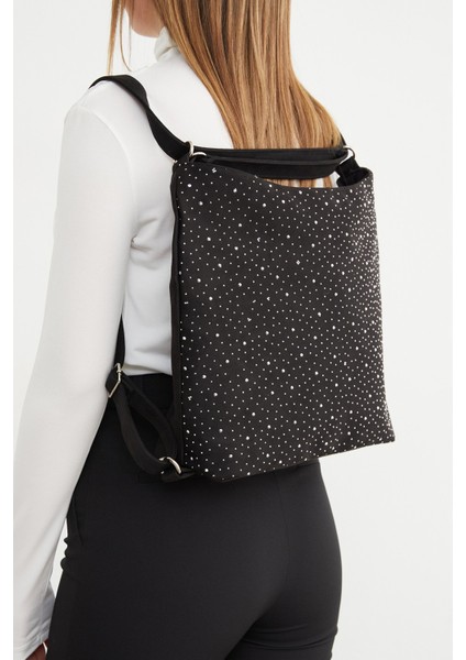 Taş Işlemeli Süet Kol ve Sırt Çantası