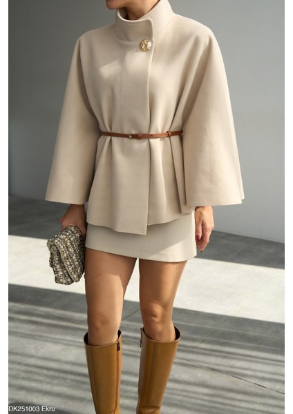 Kadın Şık Pelerin Kesim Kemerli Panço fiyatları