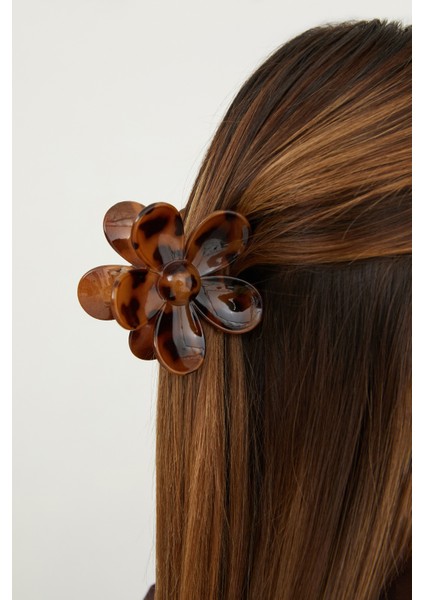 Leopar Desenli Çiçek Mandal Toka