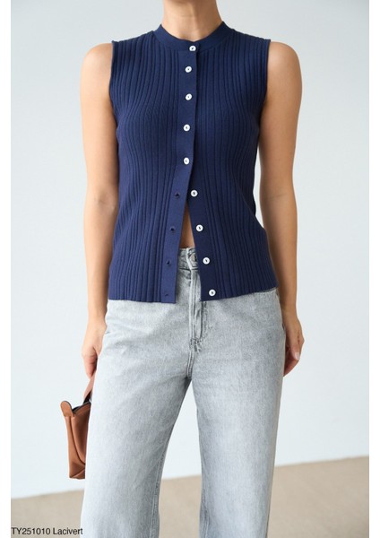 Kadın Bisiklet Yaka Fitilli Triko Yelek fiyatları