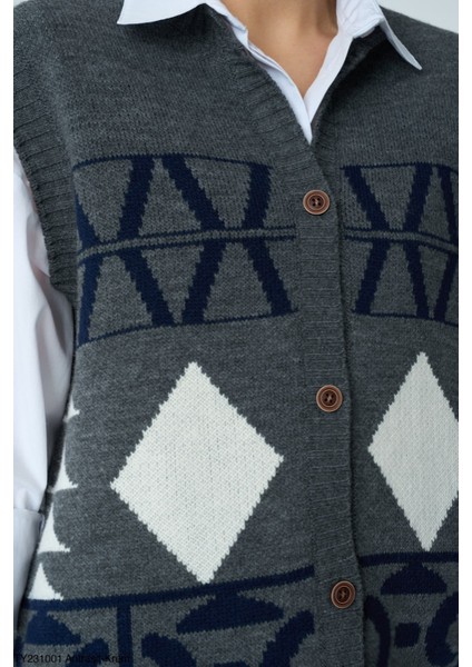 Kadın Kendinden Desenli Düğmeli Yelek fiyatları