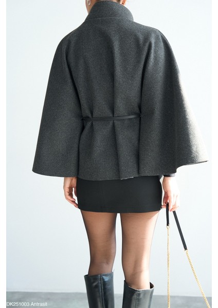 Kadın Şık Pelerin Kesim Kemerli Panço modelleri