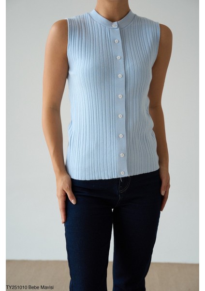 Kadın Bisiklet Yaka Fitilli Triko Yelek fiyatları