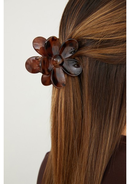 Leopar Desenli Çiçek Mandal Toka