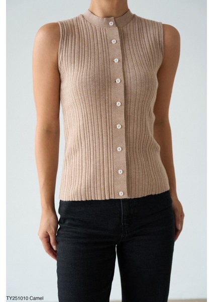 Kadın Bisiklet Yaka Fitilli Triko Yelek fiyatları