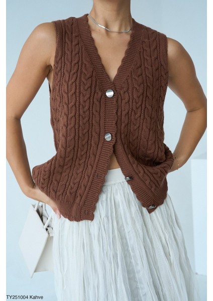 Kadın Kolsuz Düğmeli Örme Yelek fiyatları