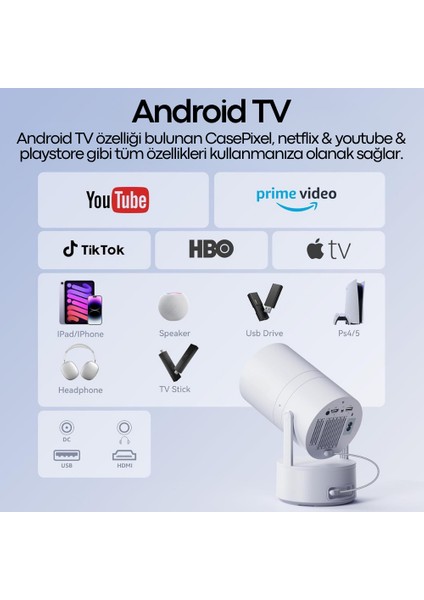 pixel | Android Akıllı Projeksiyon| Fhd Görüntü| Ekran Paylaşım fiyatları