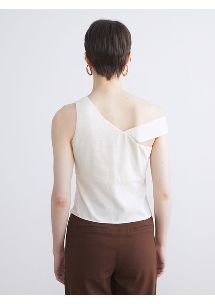 Yeni Sezon Tek Omuz Keten Karışımlı Bluz fırsatları