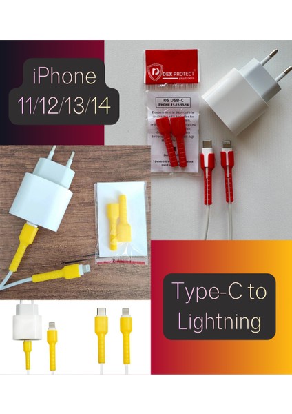 Ios Type-C To Lightning Şarj Kablo Ucu Koruyucu – iPhone 11-12-13-14 | Taraftar Renkleri Seti | Gs modelleri