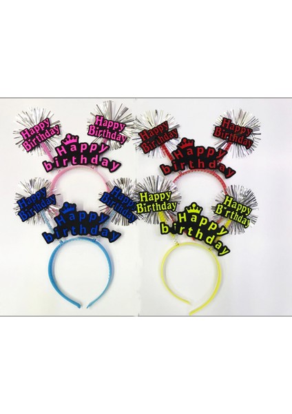 Ieg® Happy Birthday Neon Renk Doğum Günü Tacı 12 Adet (4887)