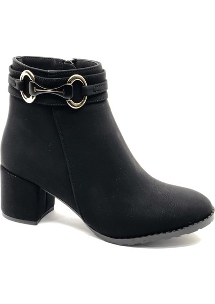 Feles Yanı Tokalı Klasik Topuklu Kadın Bot