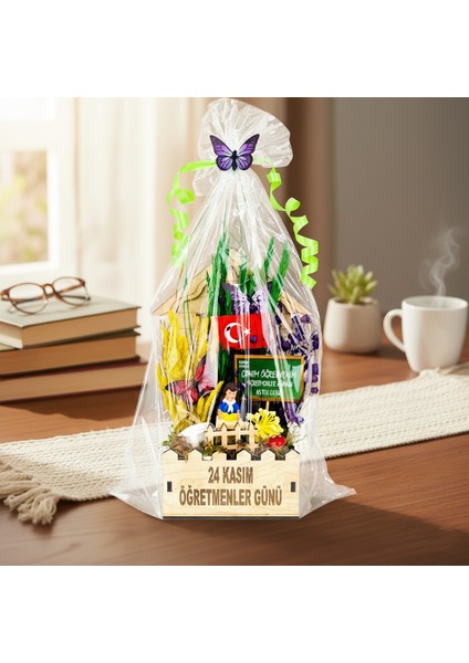 Mini Okul Saksı Hediye Sepeti - Öğretmenler Günü Hediyesi fırsatları