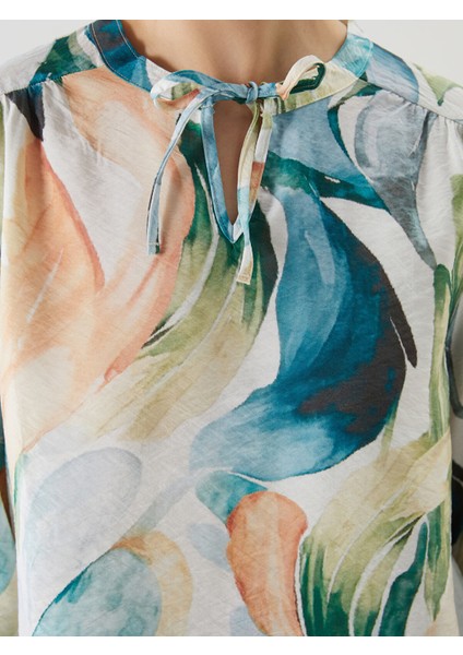 Yeni Sezon Bağlamalı Yaka Desenli Bluz modelleri