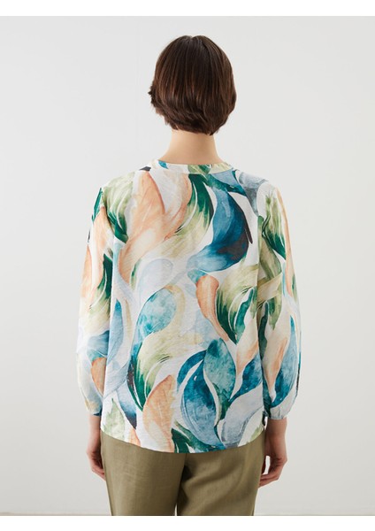 Yeni Sezon Bağlamalı Yaka Desenli Bluz fırsatları