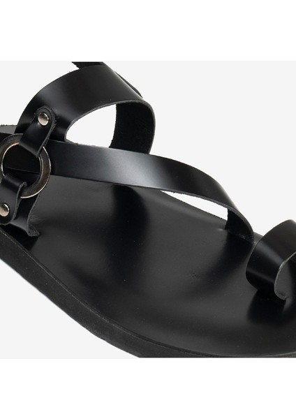 Erkek Siyah Hakiki Deri Sandalet 3Y1CS62623